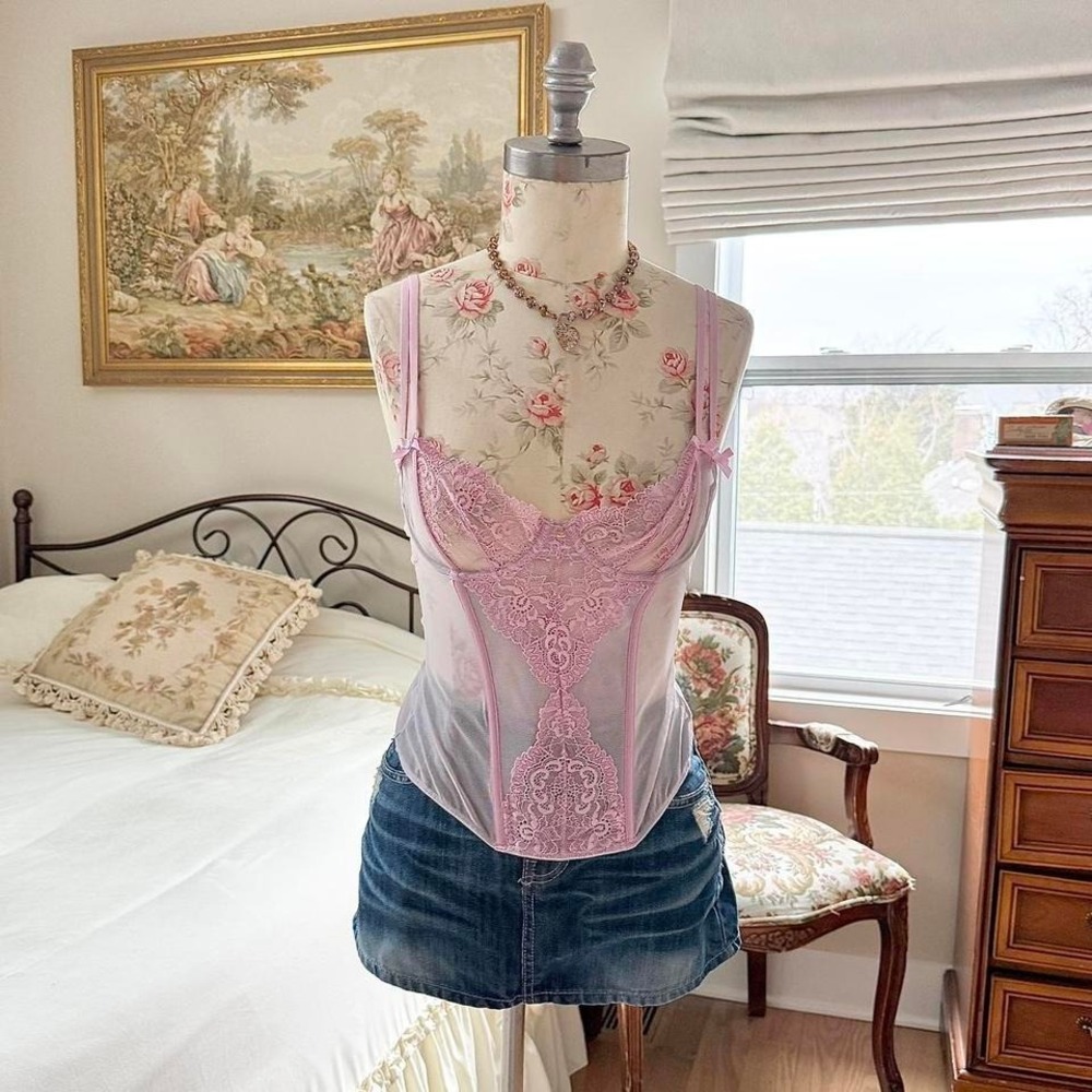 pink lace corset top y2k adore me pink lace bustier size 34a